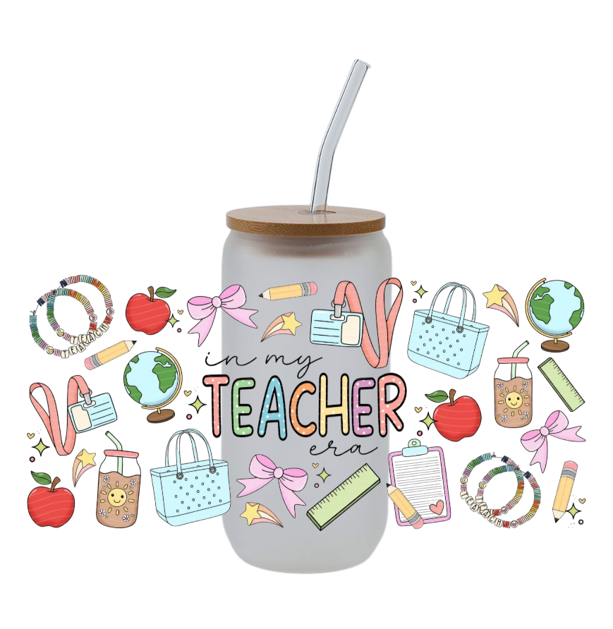 In My Teacher Era 16oz Glass Cup