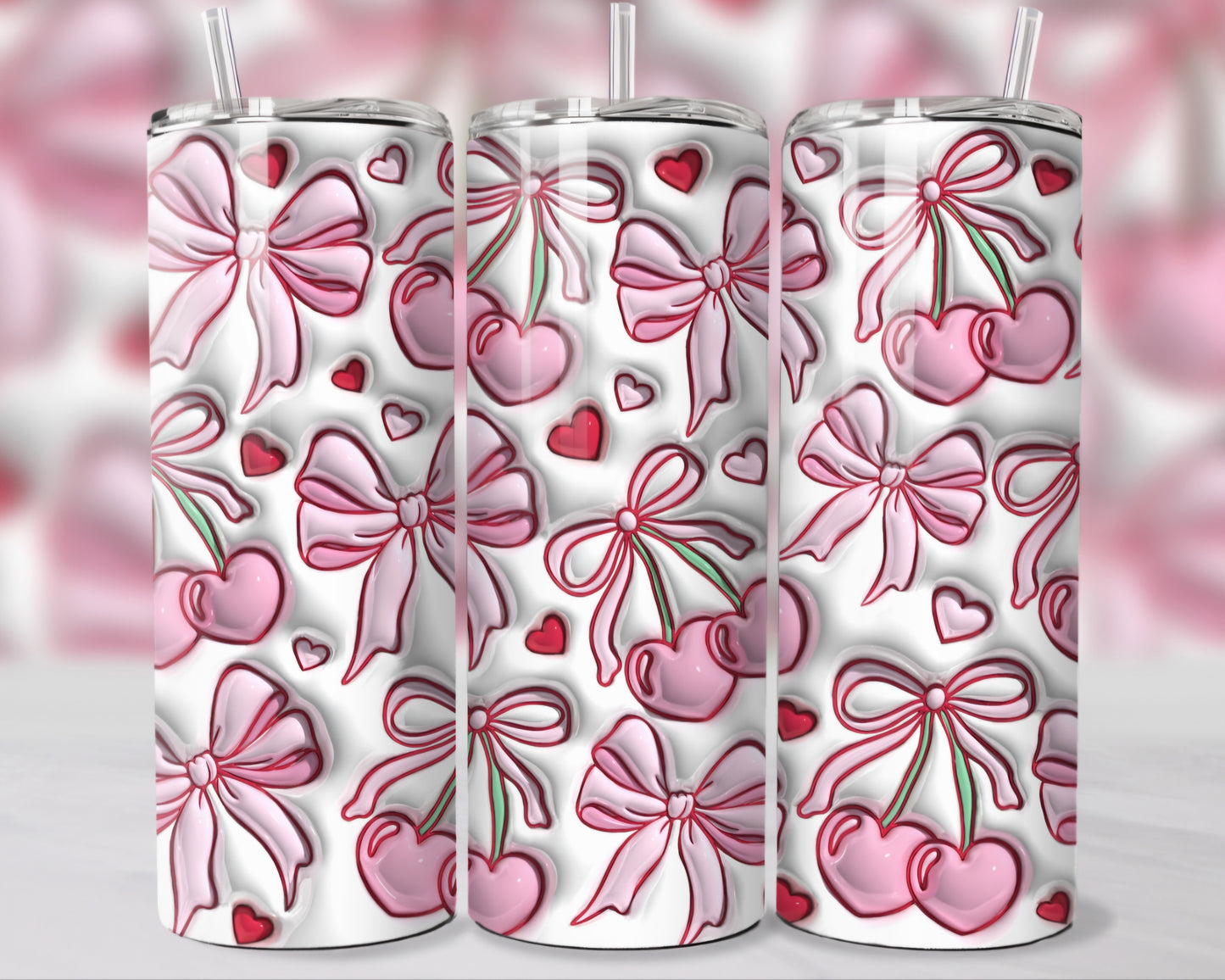 3D Cherry Bows 20oz Tumbler