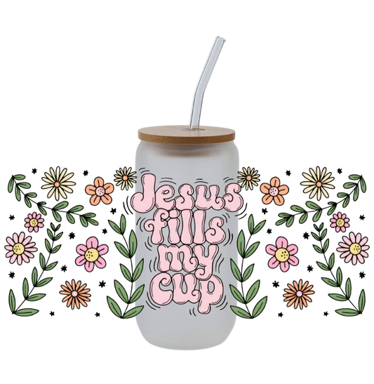 Jesus Fills My Cup 16oz Glass Cup
